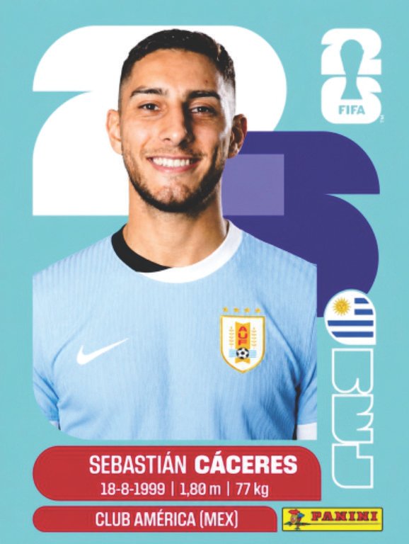 Figurinha URU 06 - Sebastian Caceres - Uruguai