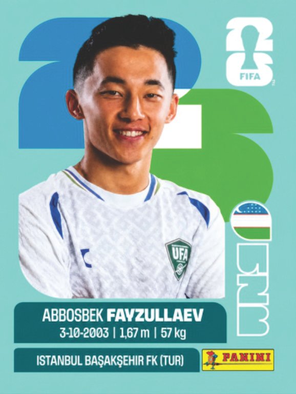 Figurinha UZB 20 - Abbosbek Fayzullaev - Uzbequistão