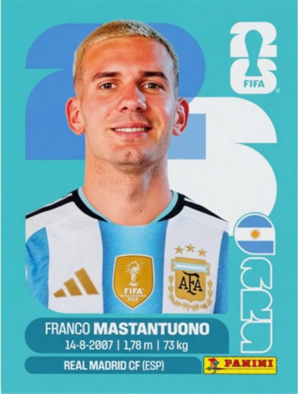 Figurinha ARG 15 - Franco Mastantuono - Argentina